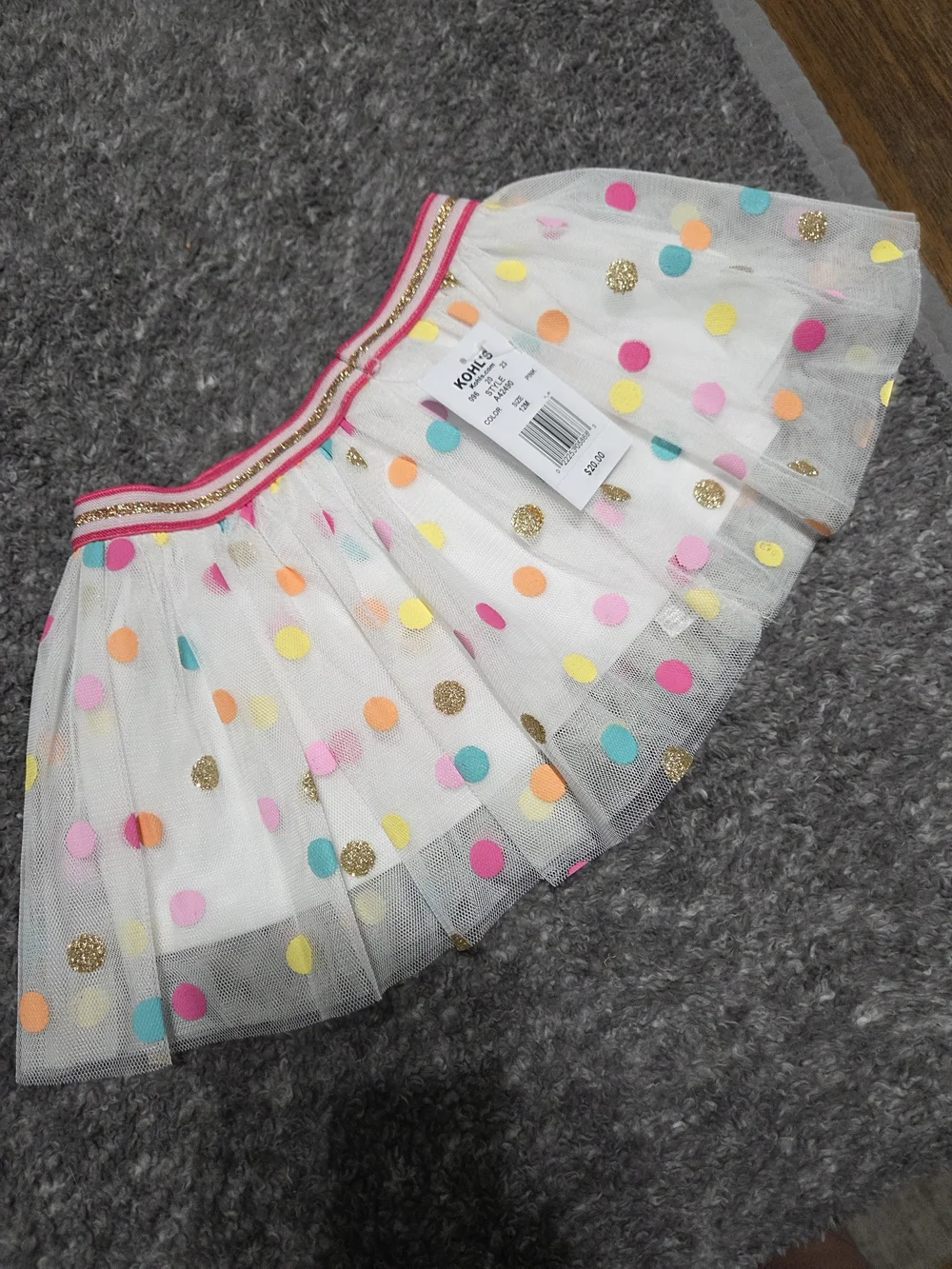 Kohl's White Tulle Skater Skirt with Multicolor Polka Dots